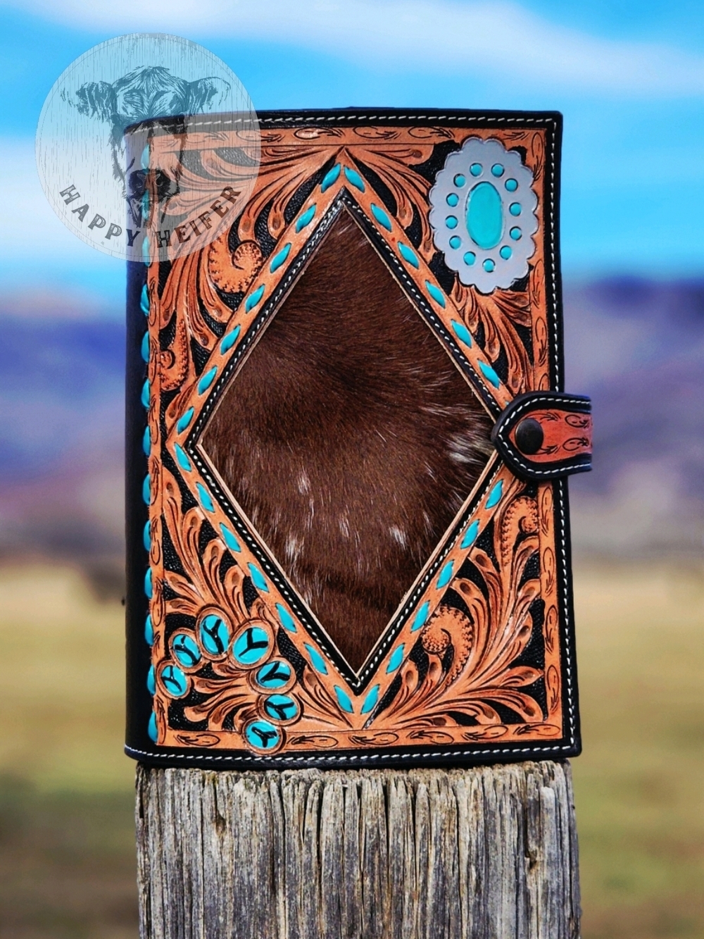 Handtooled Leather And Cowhide Bible Cover